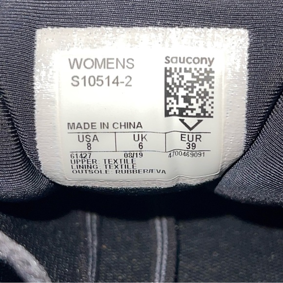 Saucony Everun Ride ISO Women Size 8 Black Gold White - Picture 8 of 8